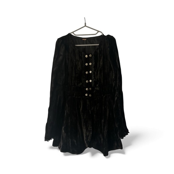 F r e e People Black Velvet Military Jacket | Top - Picture 2 of 8